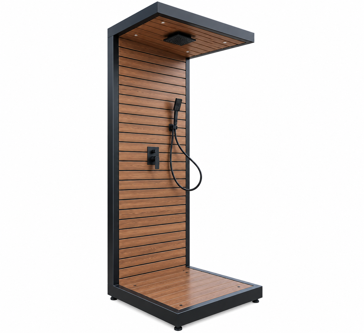Nordic SQUARE Outdoor Shower – Premium Wood & Steel